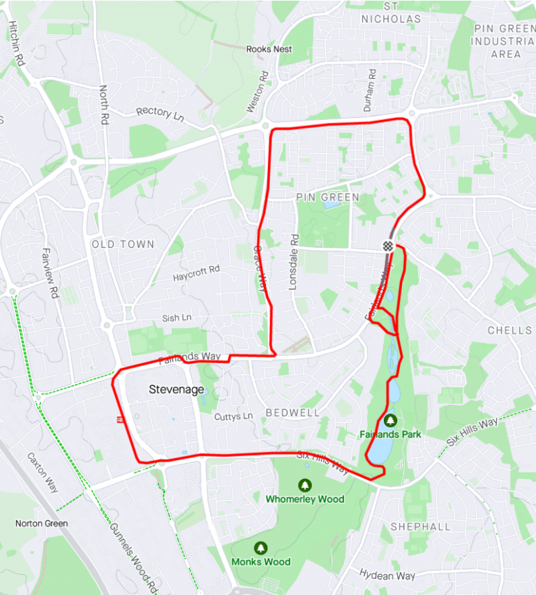 Stevenage Half Marathon route